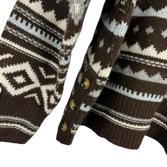 Sundance Fair Isle Mock Neck Wool Blend Sweater Brown Cream Blue Size XXL - Picture 3 of 8